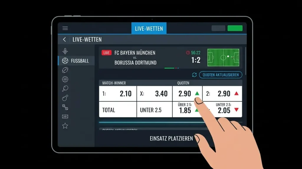 Laufende Sportereignisse und Live-Wettmärkte auf der Oberfläche von CratosRoyalBet